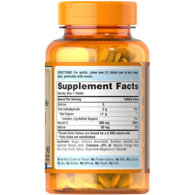 Chewable Vitamin C - 500Mg with Wild Rose Hips
